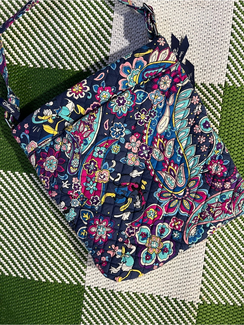 *Disney-Vera Bradley Navy Multicolor Paisley Quilted Crossbody